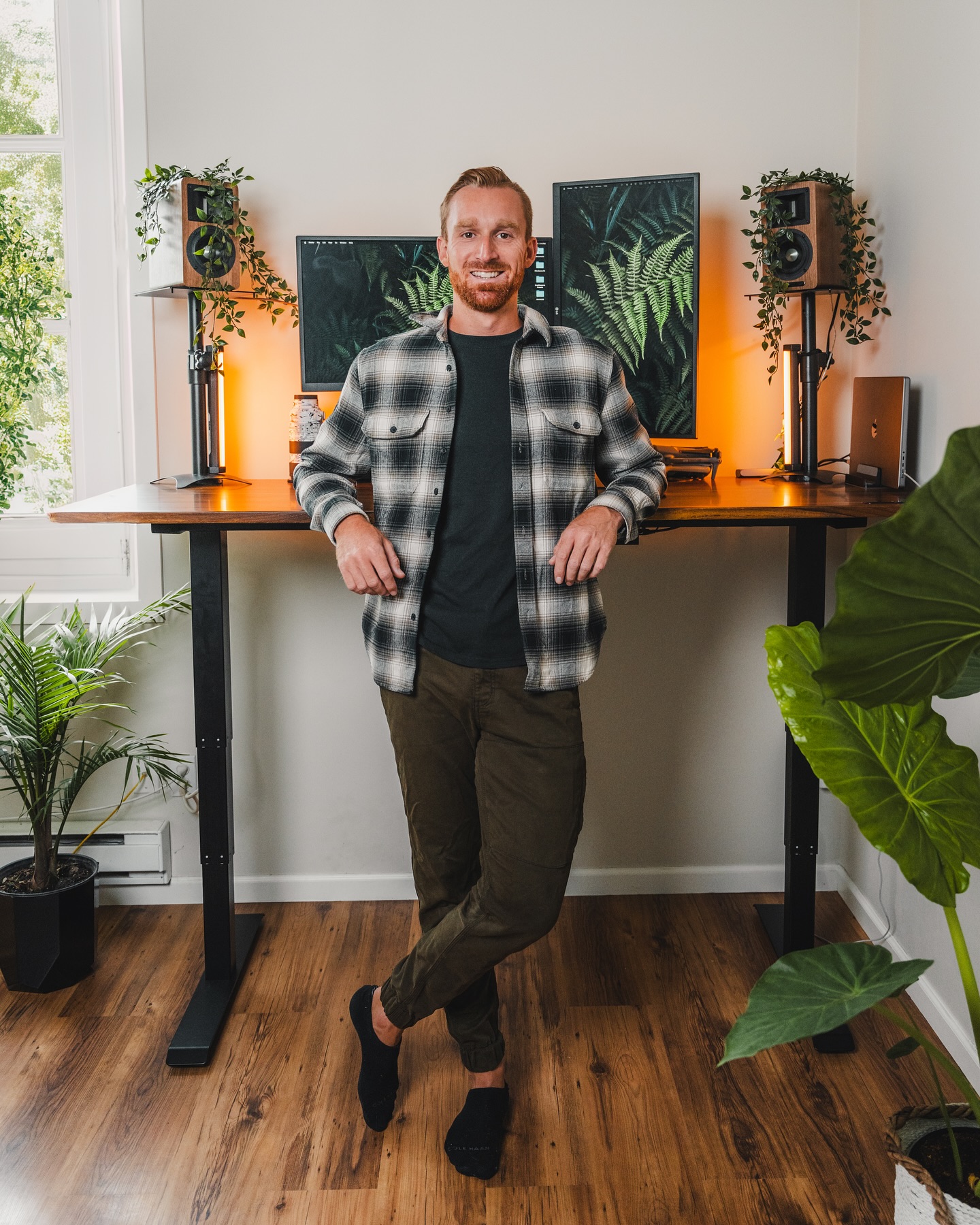 Brad F. with his EffyDesk Wildwood standing desk setup